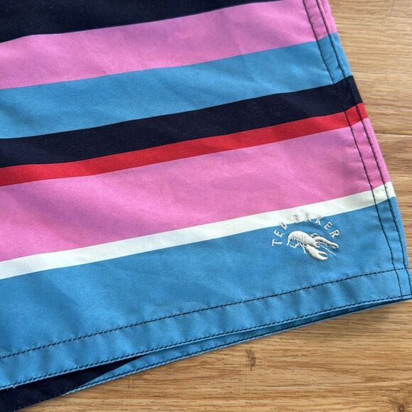 Ted Baker Mens Stripe Swim Trunks Size 3 38 Preppy Pull-on Beach Vacation Summer - Picture 2 of 7